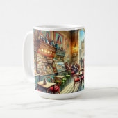 Café in Kairo Ägypten Wasserfarben Malerei Kaffeetasse (Vorderseite Links)