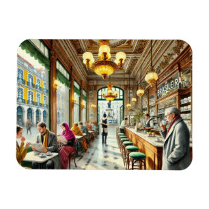 Café in Lissabon Wasserfarbe Magnet