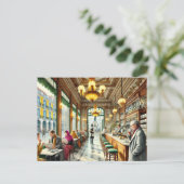 Café in Lissabon Wasserfarbe Postkarte (Stehend Vorderseite)