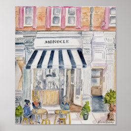 Café in London Watercolor Print Poster