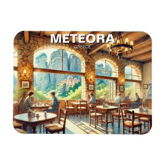 Café in Meteora Griechenland Reisen Landschaft Magnet (Horizontal)