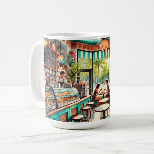 Café in Miami Watercolor Kaffeetasse (Vorderseite Links)