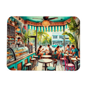 Café in Miami Watercolor Magnet