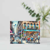 Café in New York Bronx Postkarte (Stehend Vorderseite)