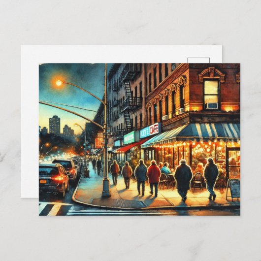 Café in New York Bronx Postkarte (Vorne/Hinten)