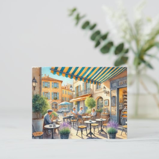 Café in Nizza Tasse Frankreich Postkarte (Stehend Vorderseite)