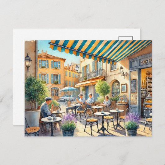 Café in Nizza Tasse Frankreich Postkarte (Vorne/Hinten)