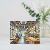 Café in Osaka Postkarte (Stehend Vorderseite)