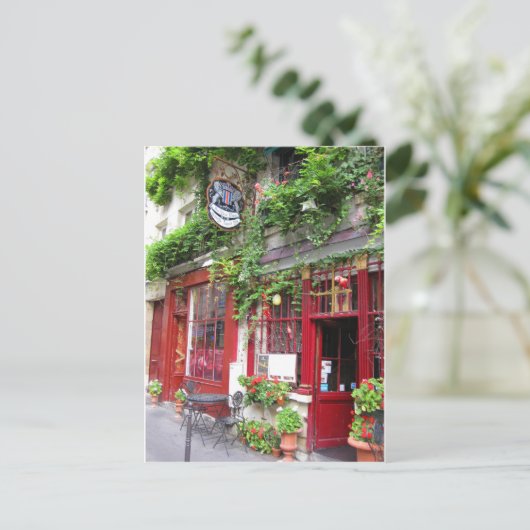 Café in Paris Postkarte (Stehend Vorderseite)