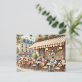 Café in Paris Tasse Frankreich Postkarte (Stehend Vorderseite)