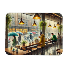 Café in Rainy Seattle Magnet