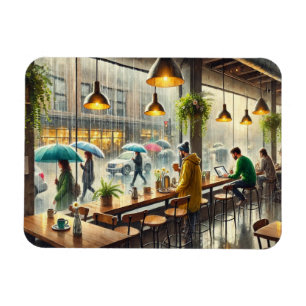 Café in Rainy Seattle Magnet