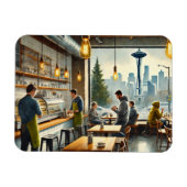 Café in Rainy Seattle Magnet (Horizontal)