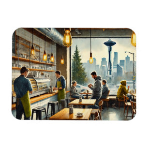 Café in Rainy Seattle Magnet