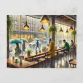 Café in Rainy Seattle Postkarte (Vorderseite)