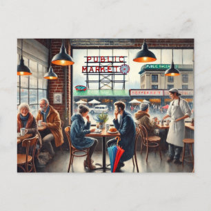 Café in Rainy Seattle Postkarte