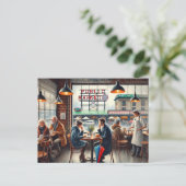Café in Rainy Seattle Postkarte (Stehend Vorderseite)