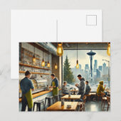 Café in Rainy Seattle Postkarte (Vorne/Hinten)