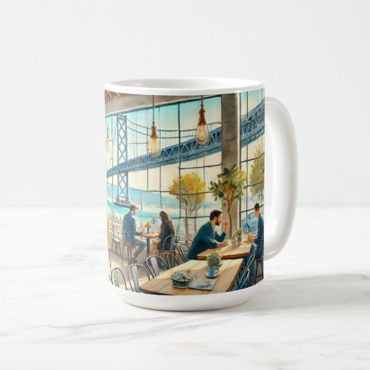 Café in San Francisco Bay Bridge Kaffeetasse (VorderseiteRechts)