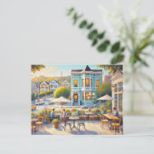 Café in San Francisco Golden Gate Bridge Postkarte (Stehend Vorderseite)