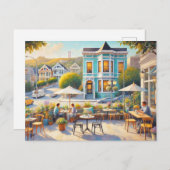 Café in San Francisco Golden Gate Bridge Postkarte (Vorne/Hinten)