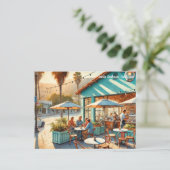 Café in Santa Barbara Postkarte (Stehend Vorderseite)