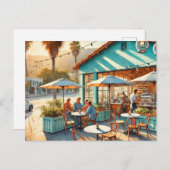 Café in Santa Barbara Postkarte (Vorne/Hinten)