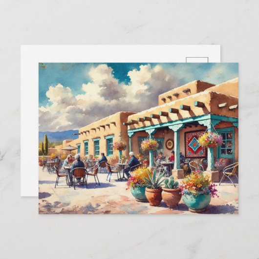 Café in Santa Fe New Mexico Postkarte (Vorne/Hinten)