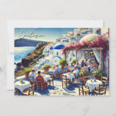 Café in Santorin Feiertagskarte (Vorderseite)