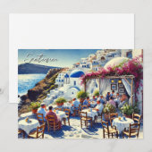 Café in Santorin Feiertagskarte (Vorne/Hinten)
