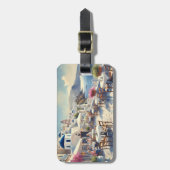 Café in Santorin Gepäckanhänger (Vorderseite vertikal)