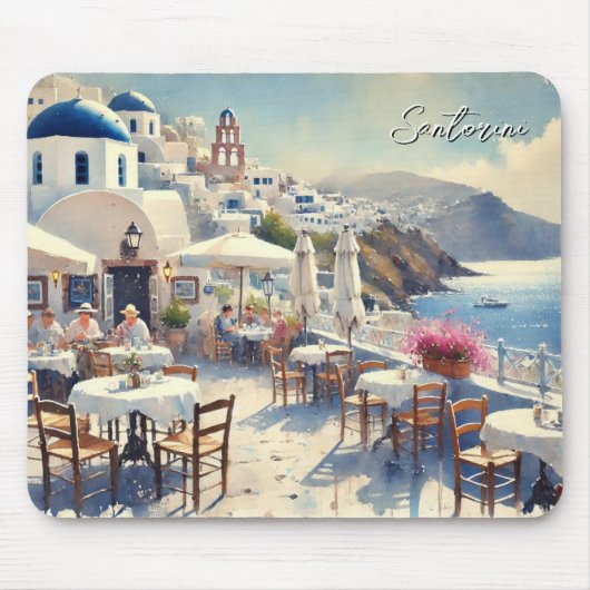 Café in Santorin Mousepad (Vorne)