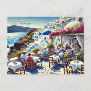 Café in Santorin Postkarte