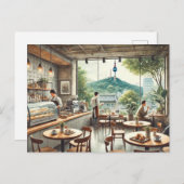 Café in Seoul Korea Namsan Tasse Postkarte (Vorne/Hinten)