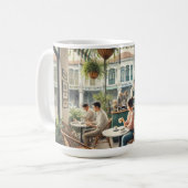 Café in Singapur Aquarellmalerei Kaffeetasse (Vorderseite Links)
