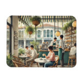 Café in Singapur Aquarellmalerei Magnet (Horizontal)