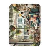 Café in Singapur Aquarellmalerei Magnet (Vertikal)