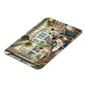 Café in Singapur Aquarellmalerei Magnet (Linke Seite)