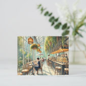 Café in Singapur Aquarellmalerei Postkarte (Stehend Vorderseite)