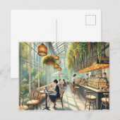 Café in Singapur Aquarellmalerei Postkarte (Vorne/Hinten)