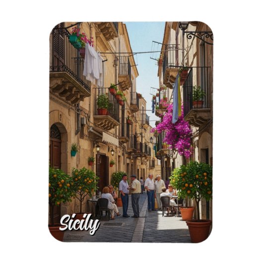Café in Sizilien Italien Magnet (Vertikal)