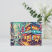 Café in Tokio Postkarte (Stehend Vorderseite)