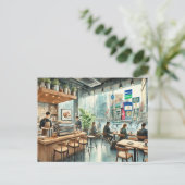 Café in Tokio Postkarte (Stehend Vorderseite)