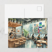 Café in Tokio Postkarte (Vorne/Hinten)