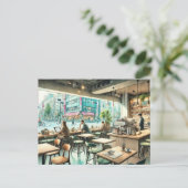 Café in Tokio Postkarte (Stehend Vorderseite)