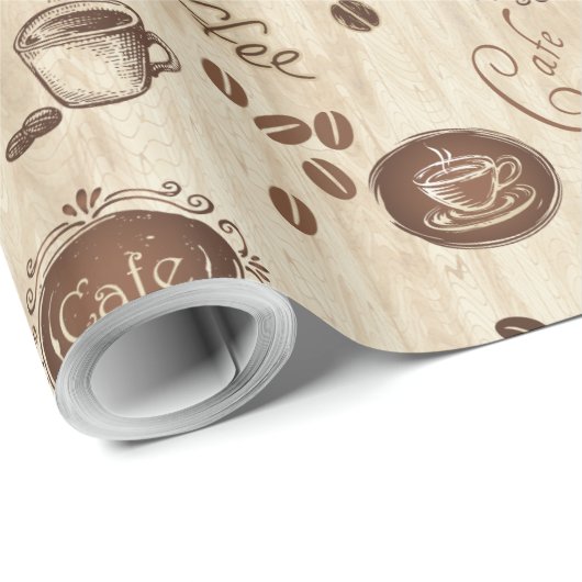 Café!  Kaffe!  Kaffee! Geschenkpapier (Rolleneckpunkt)