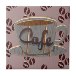 Café Kaffee-Cup und Kaffeebohnen Getränke Coaster Fliese