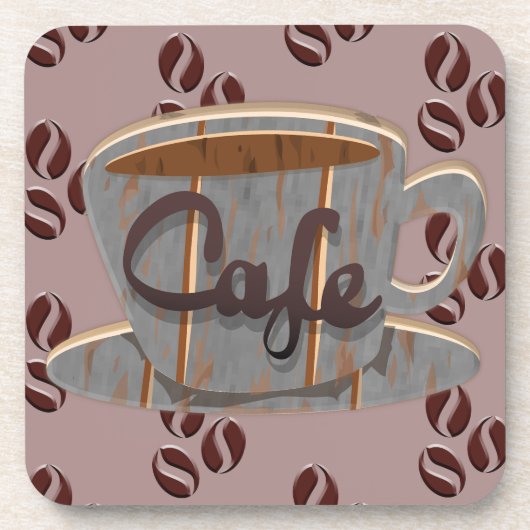 Café Kaffee-Cup und Kaffeebohnen Getränke Coaster Getränkeuntersetzer (Vorderseite)