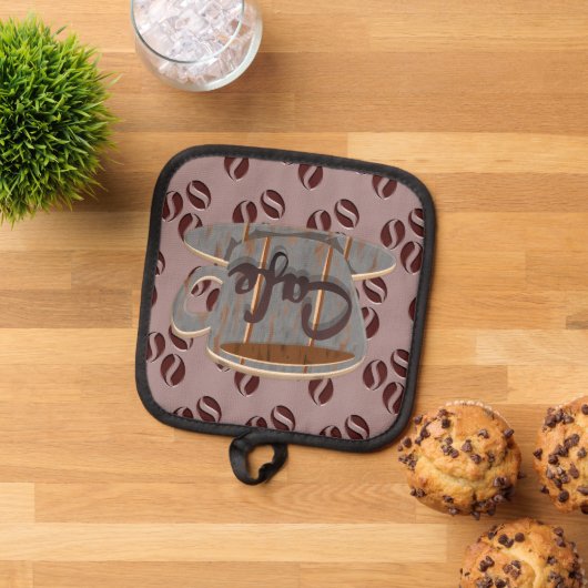 Café Kaffee-Cup und Kaffeebohnen Potthalter Topflappen (Oben Unten)