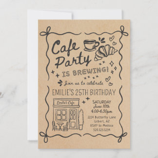 Café-Kaffee-Party-Geburtstagseinladung Einladung